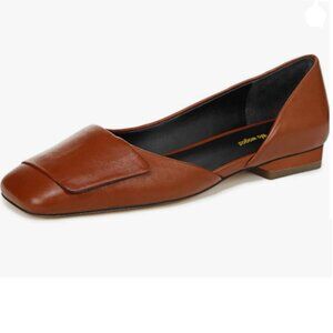 Wo Wagas Brown Side Cut Block Low Heeled Square Toe Pump Slip On Shoes